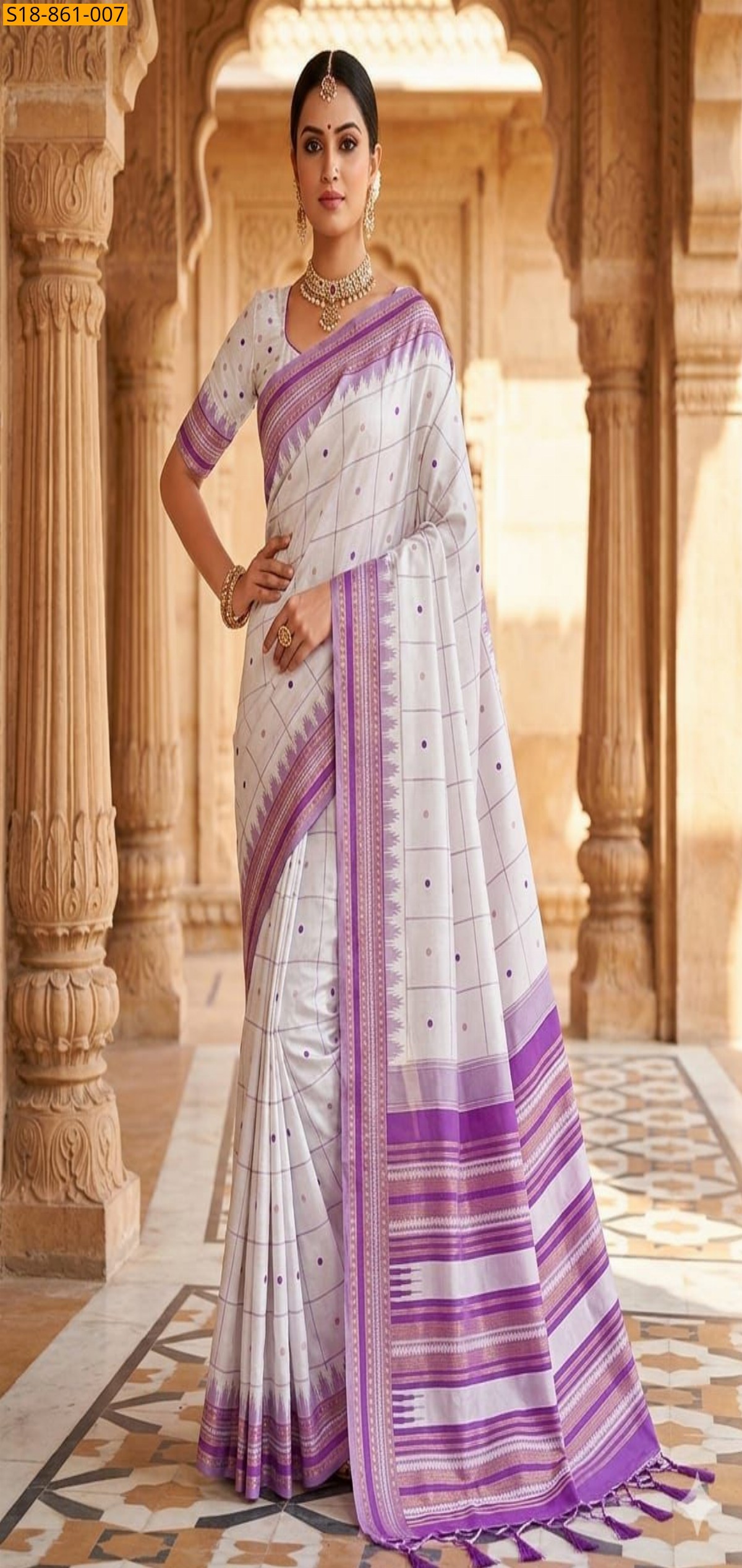 White Fancy Soft Lichi Silk Saree
