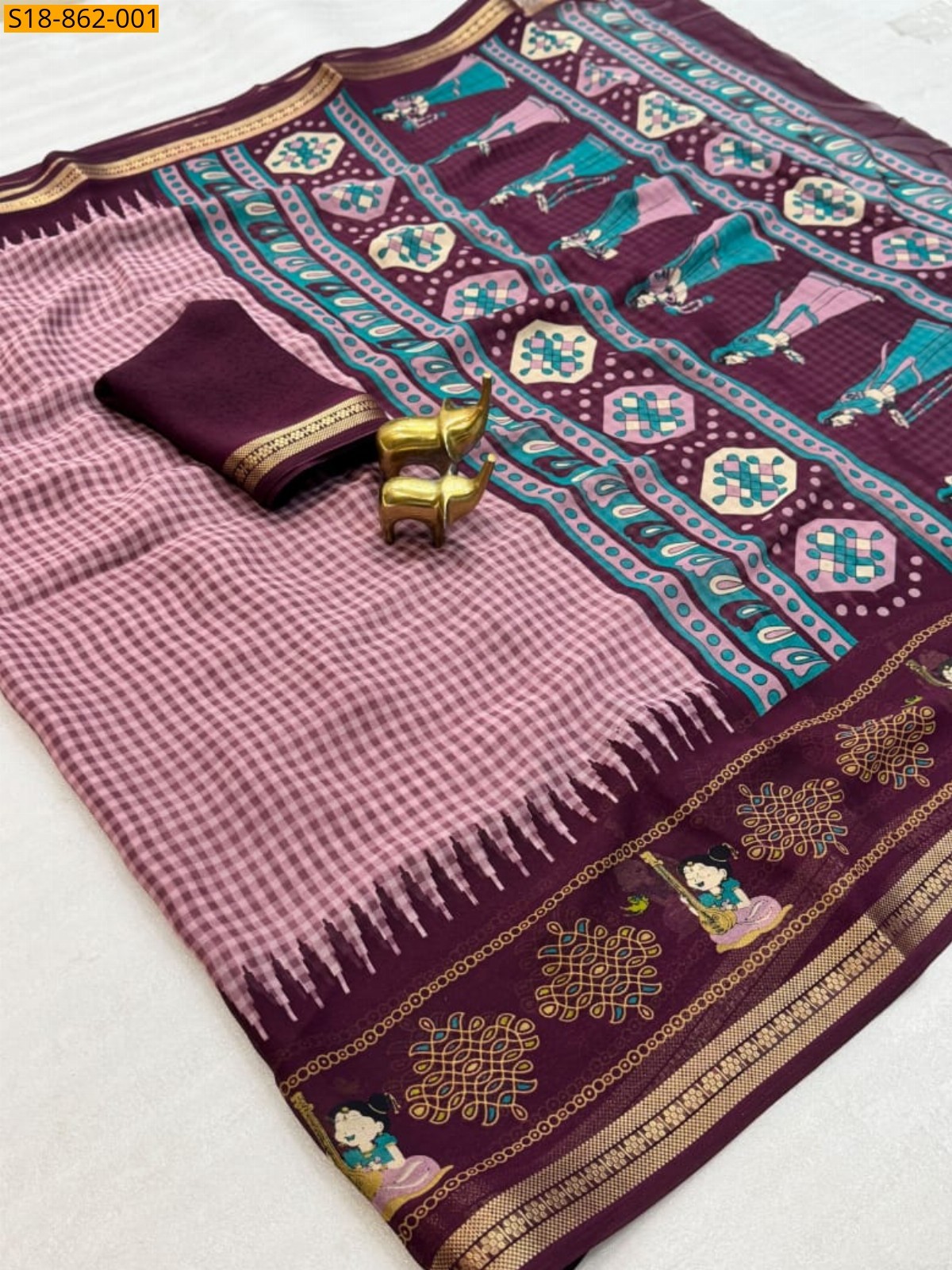 Light Pink Fancy georgette mix Saree