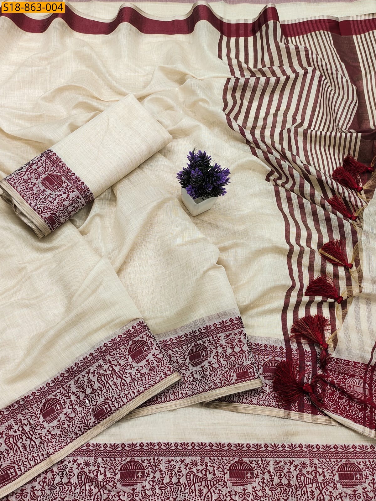 Red Fancy Cotton Soft Silk Saree