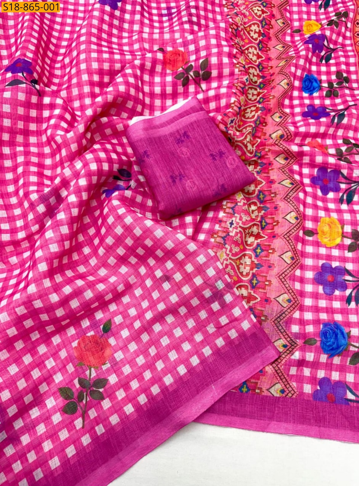 Pink Fancy Soft Linen mix cotton Saree