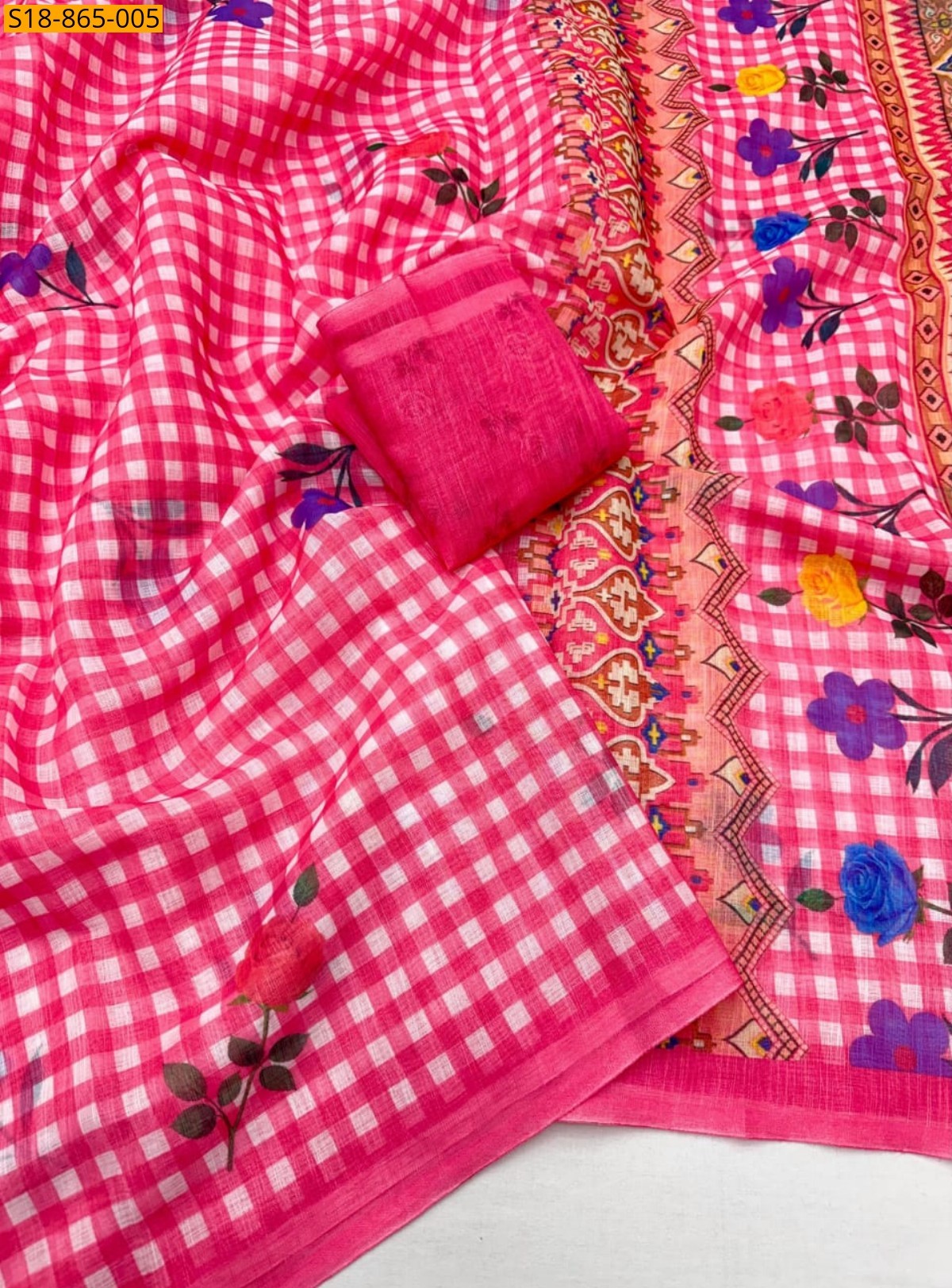 Pink Fancy Soft Linen mix cotton Saree