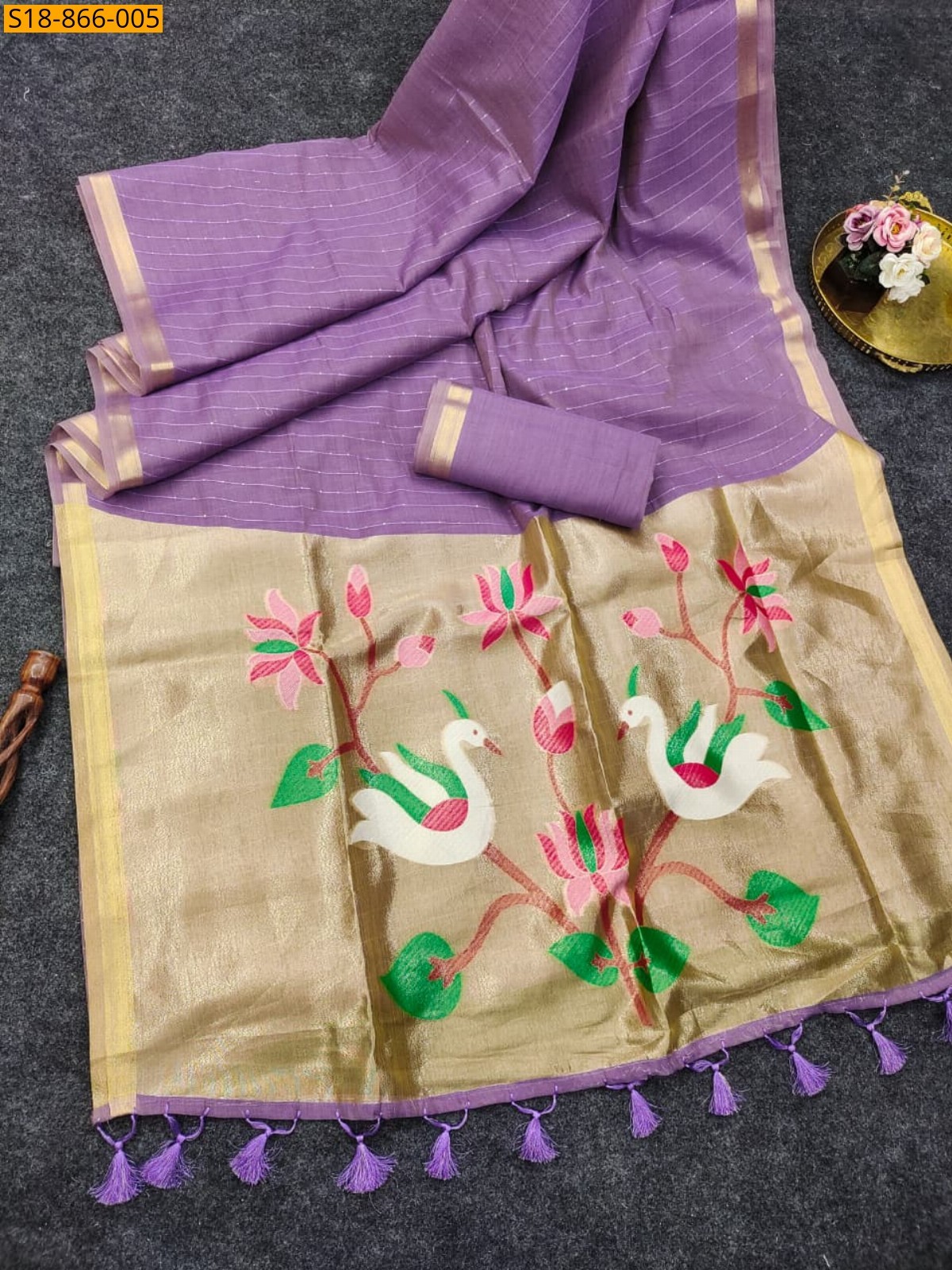 Lavender Fancy muga cotton sarees