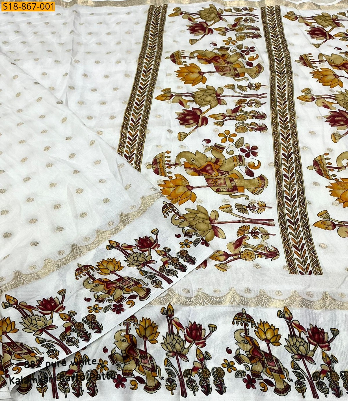 White Fancy Soft cotton crepe Saree