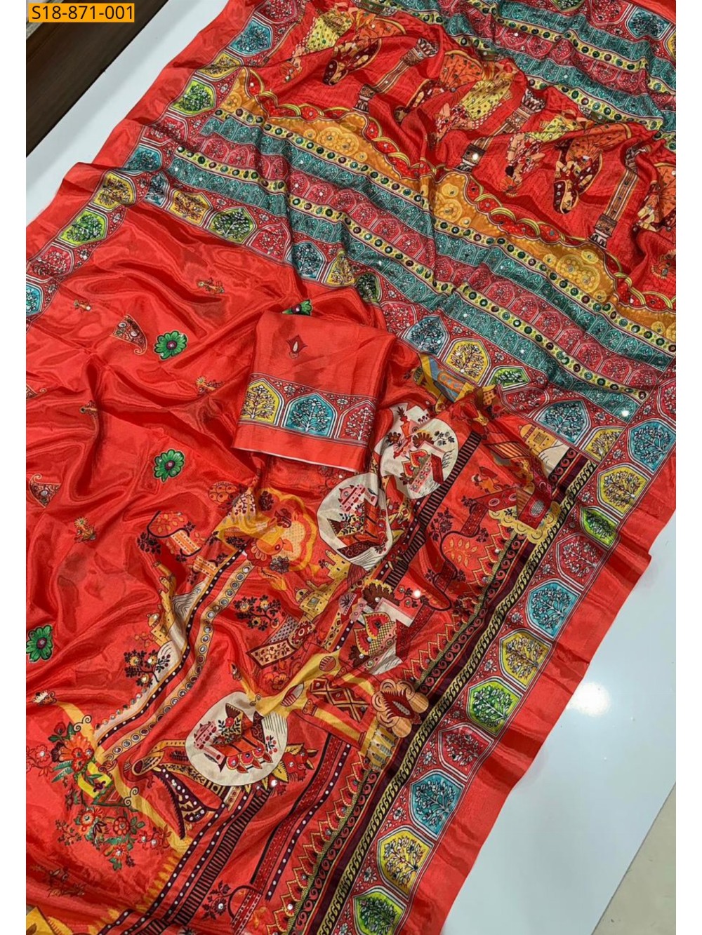 Fancy Chinnon Silk Saree