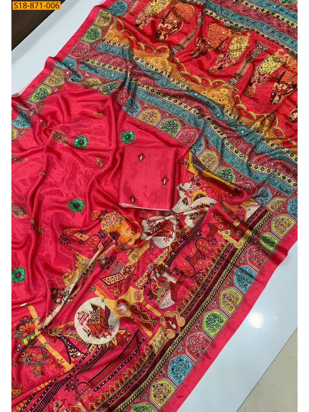 Fancy Chinnon Silk Saree