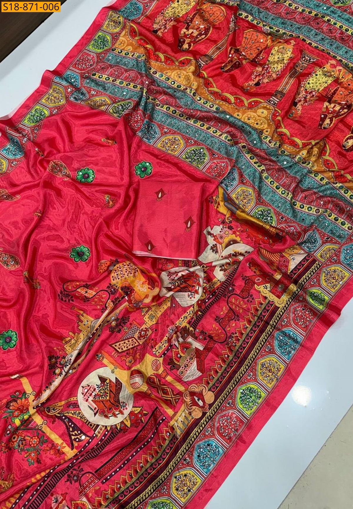 Pink Fancy Chinnon Silk Saree