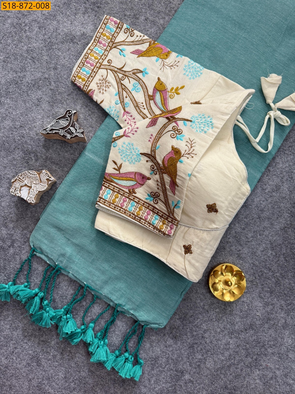 Blue Fancy Khadi Cotton Sarees