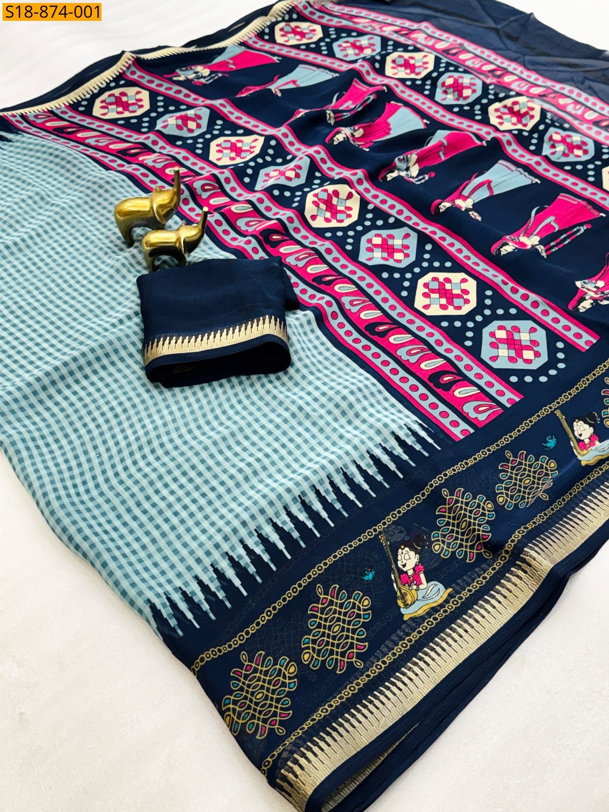 Blue Fancy Georgette Silk Sarees