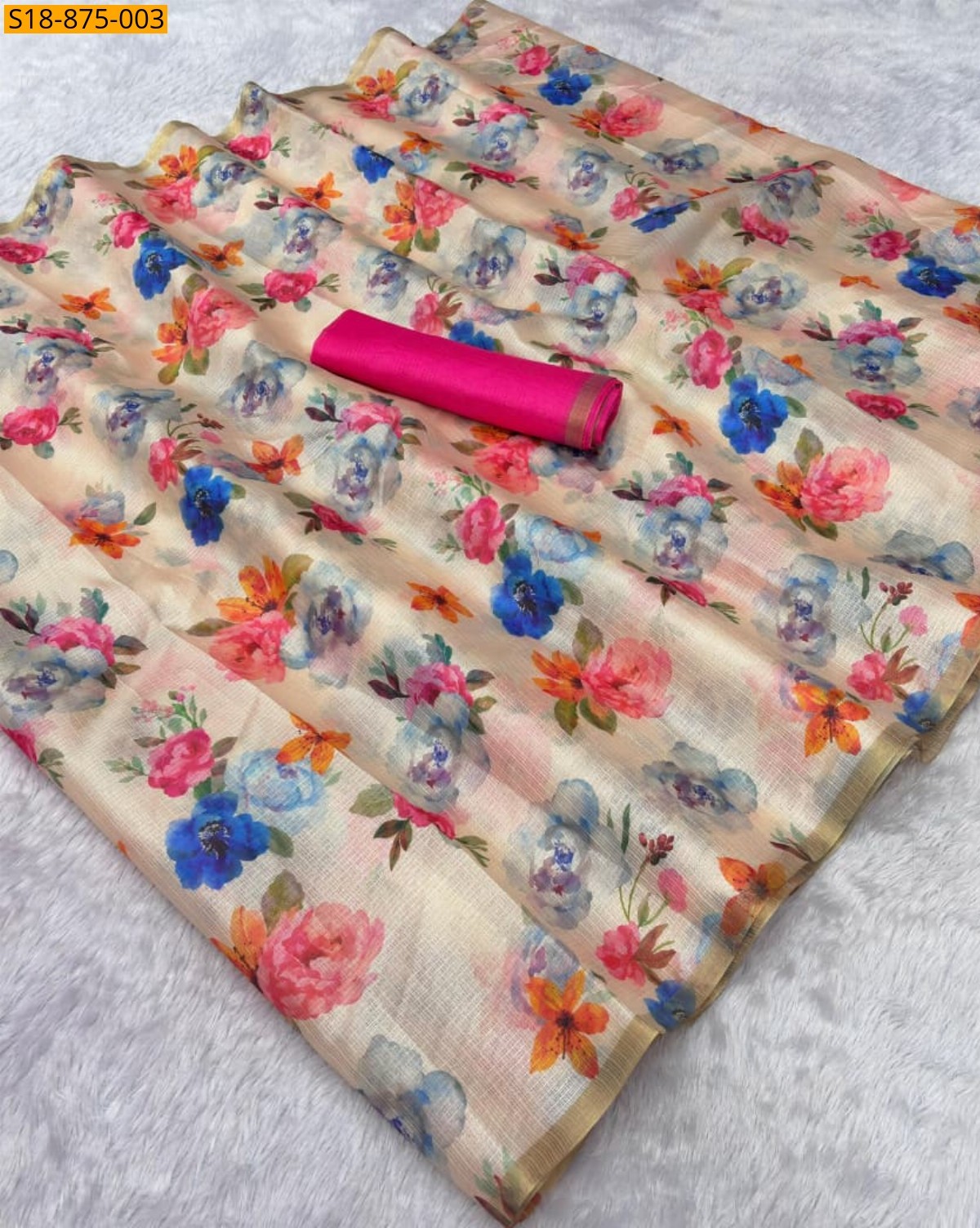 Half White Fancy Kota Zari Checks Sarees