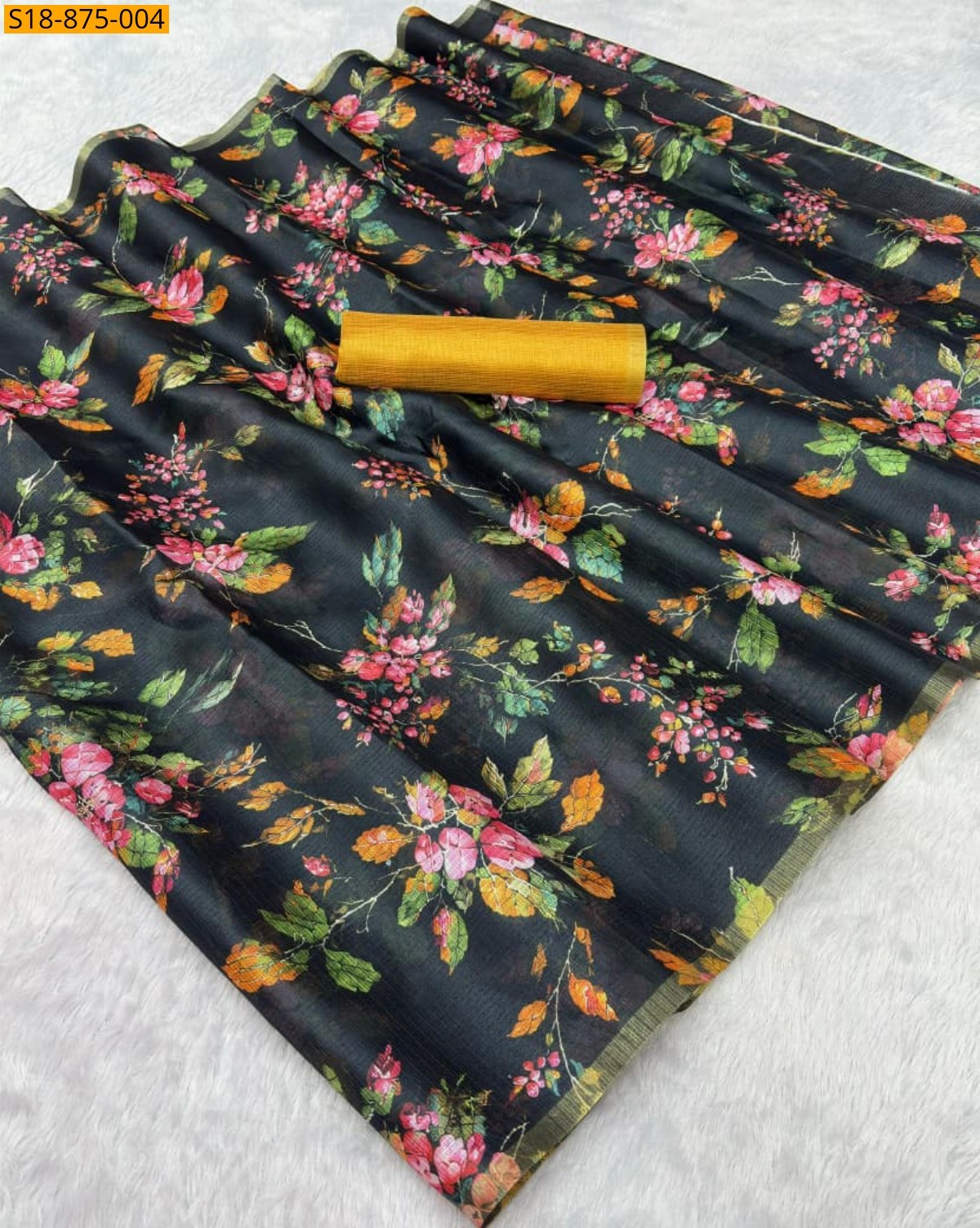 Black Fancy Kota Zari Checks Sarees