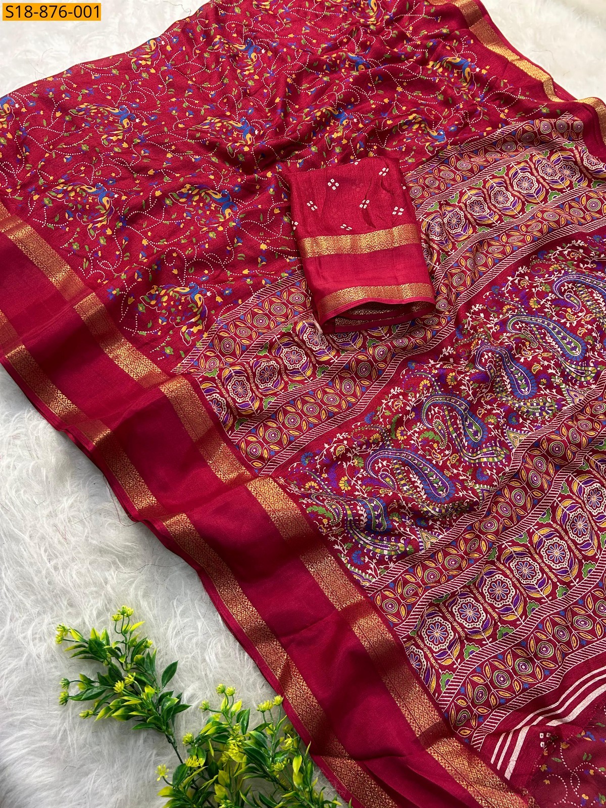 Red Fancy Massmellow Saree