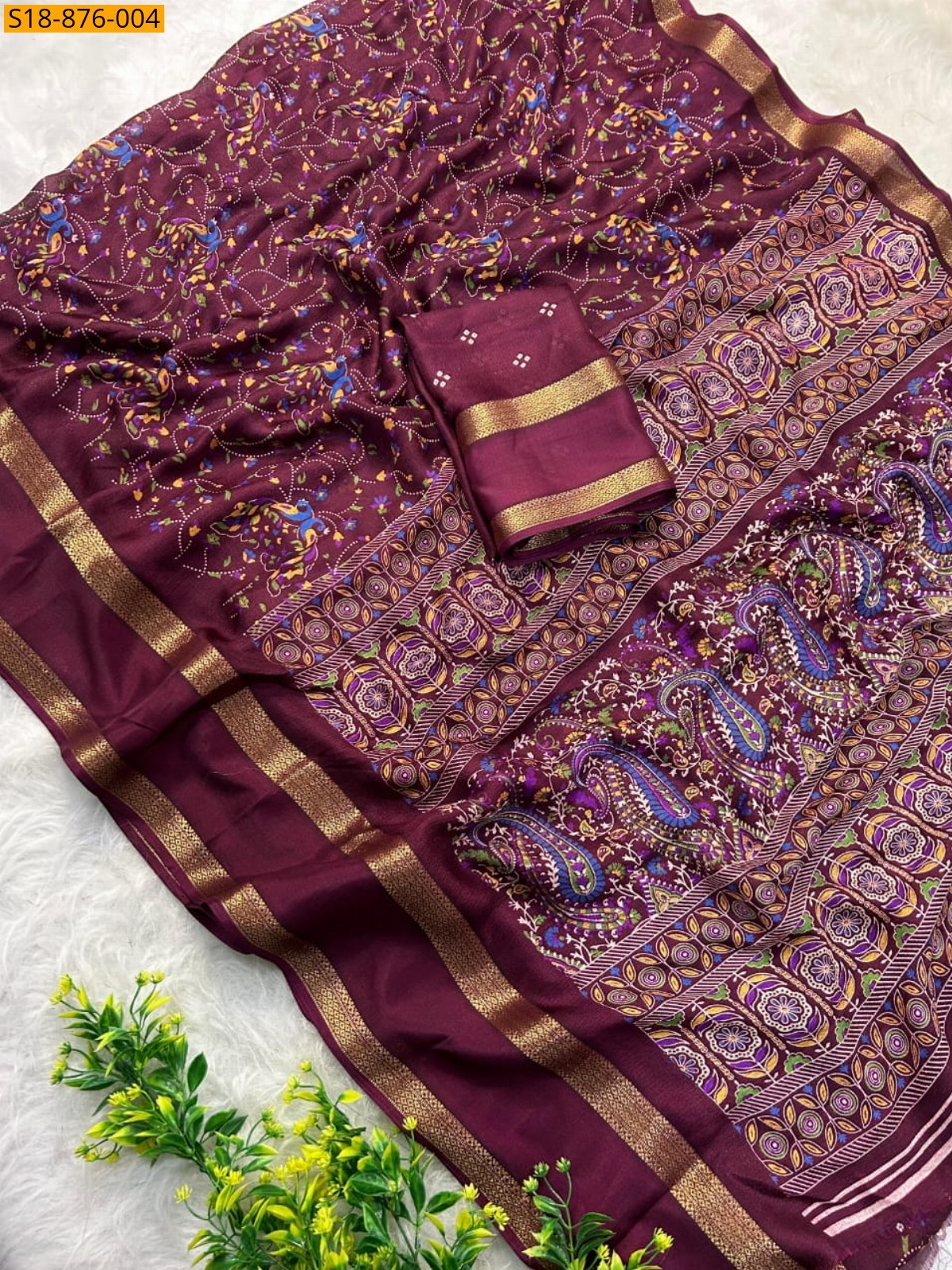 Maroon Fancy Massmellow Saree