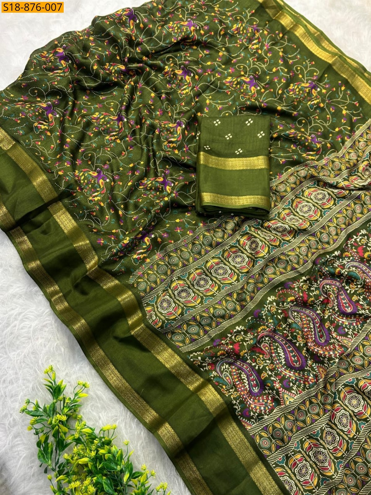 Green Fancy Massmellow Saree