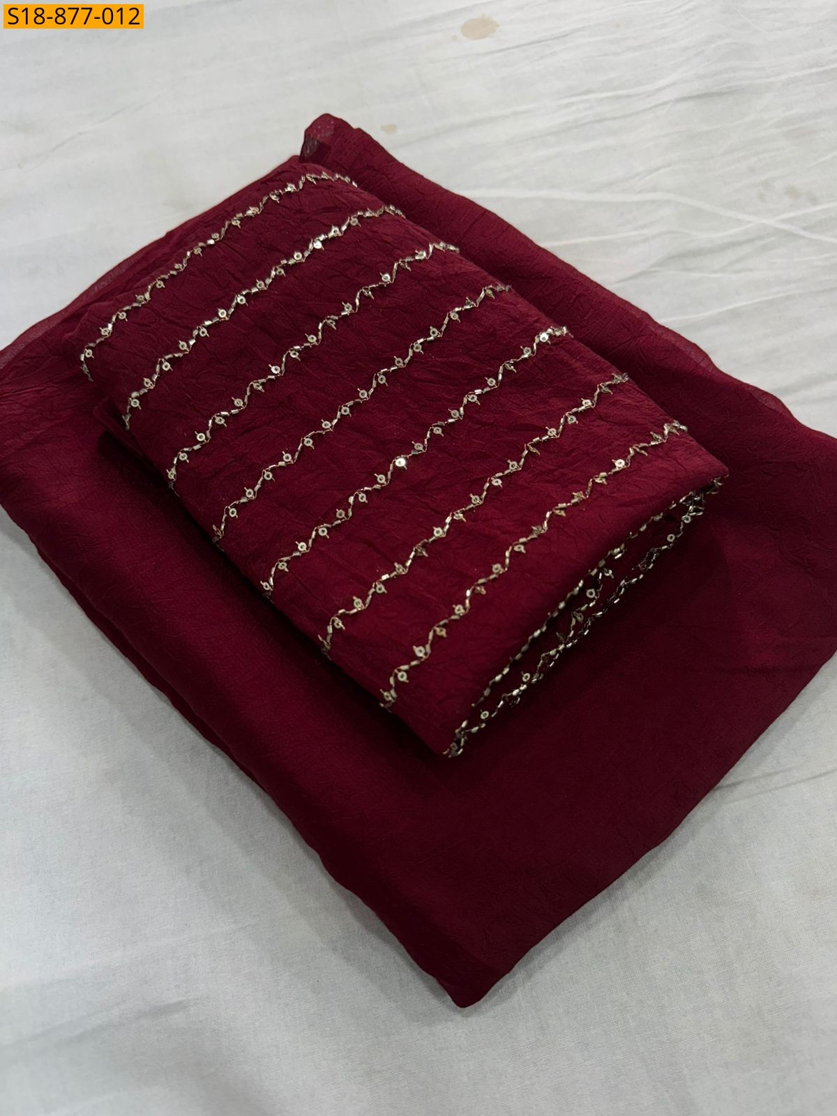 Maroon Fancy Rangoli Crush Saree