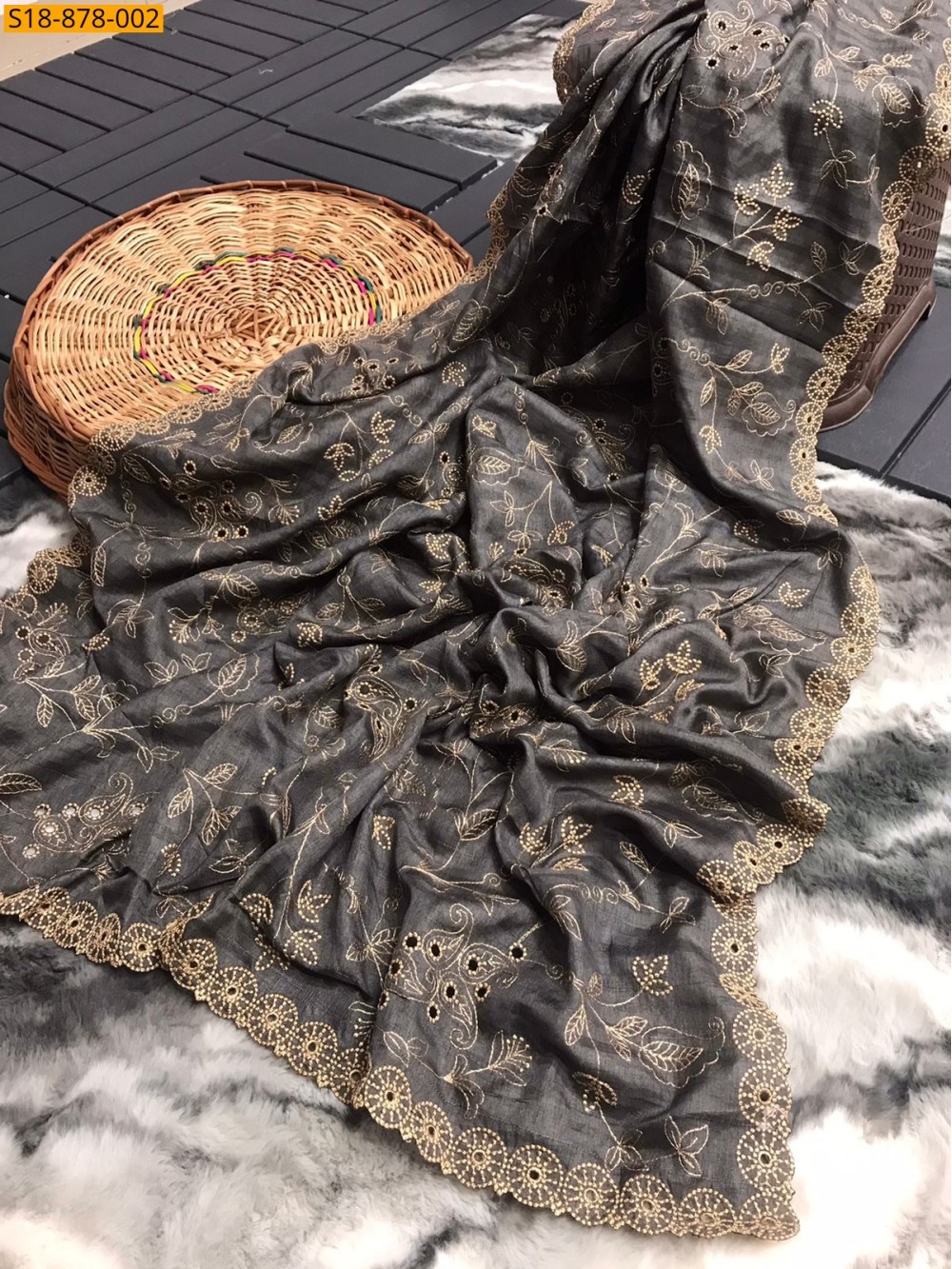 Fancy Soft Silk Thread Handwork Sarees