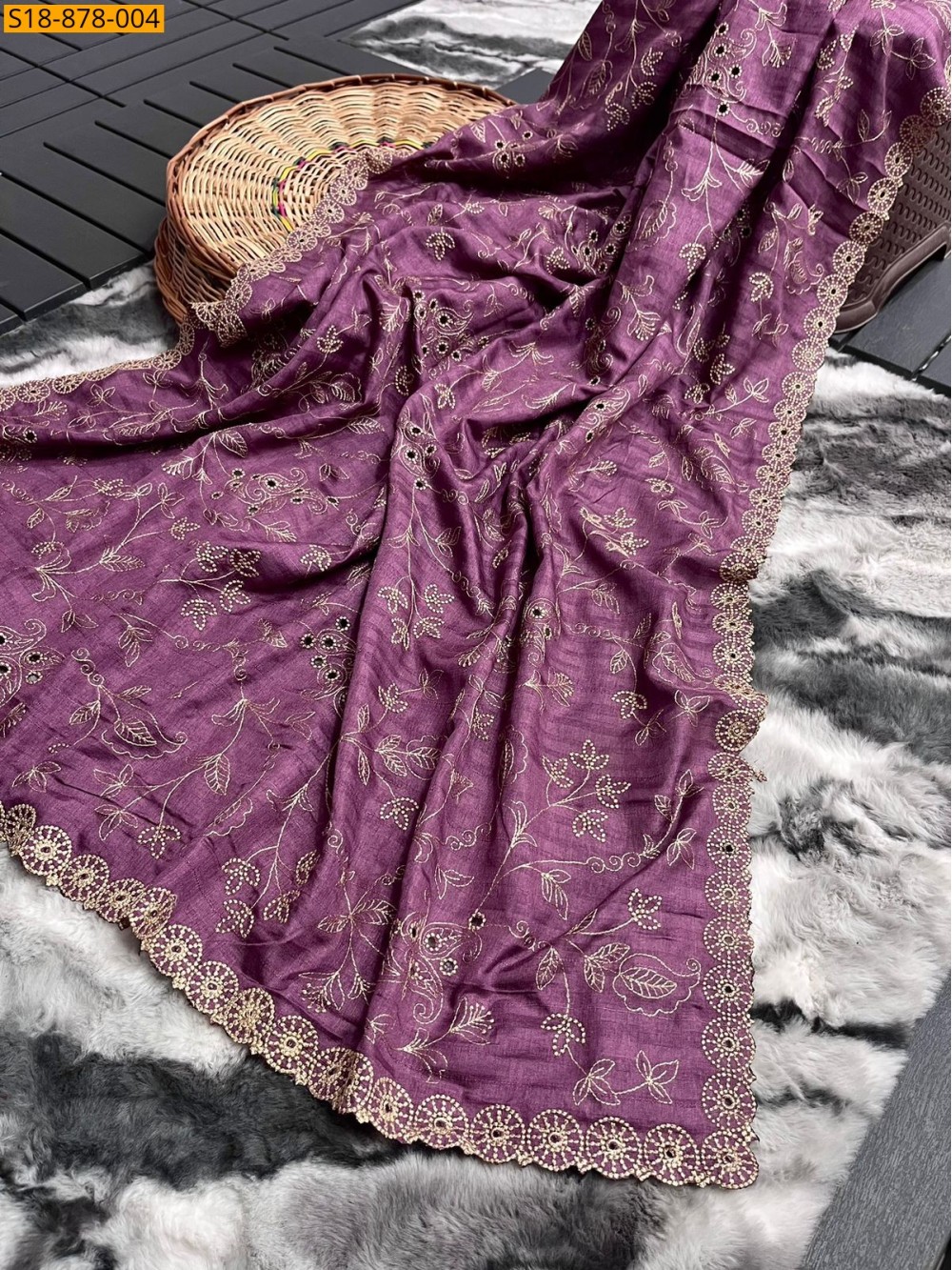Fancy Soft Silk Thread Handwork Sarees