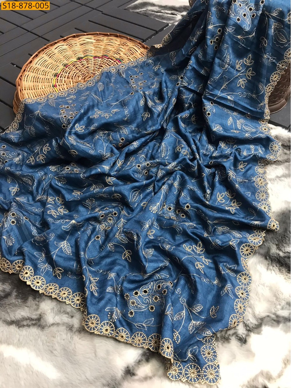 Fancy Soft Silk Thread Handwork Sarees