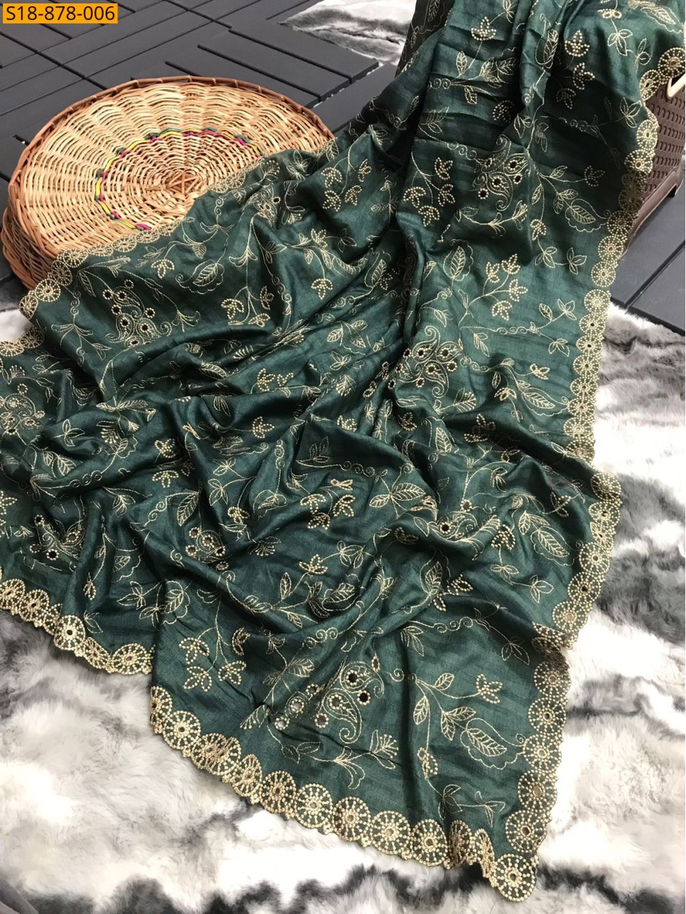 Fancy Soft Silk Thread Handwork Sarees