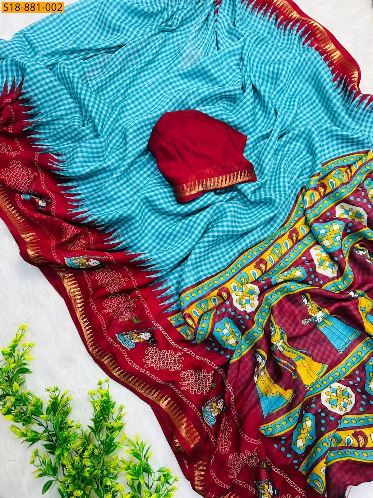 Sky Blue Fancy Marshmellow Saree