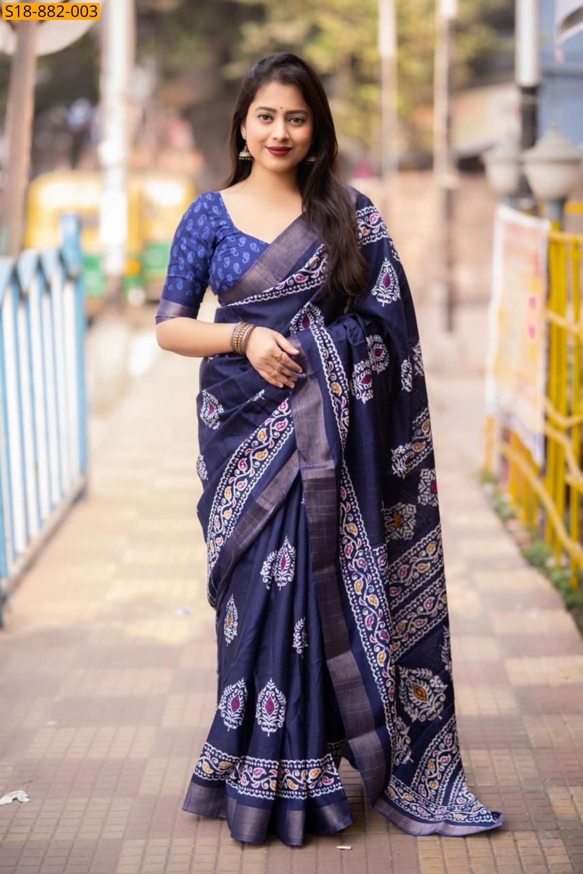 Navy Blue Fancy Soft Silk Slub Woven Saree