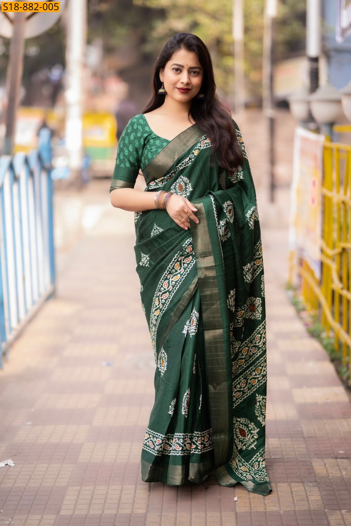 Green Fancy Soft Silk Slub Woven Saree