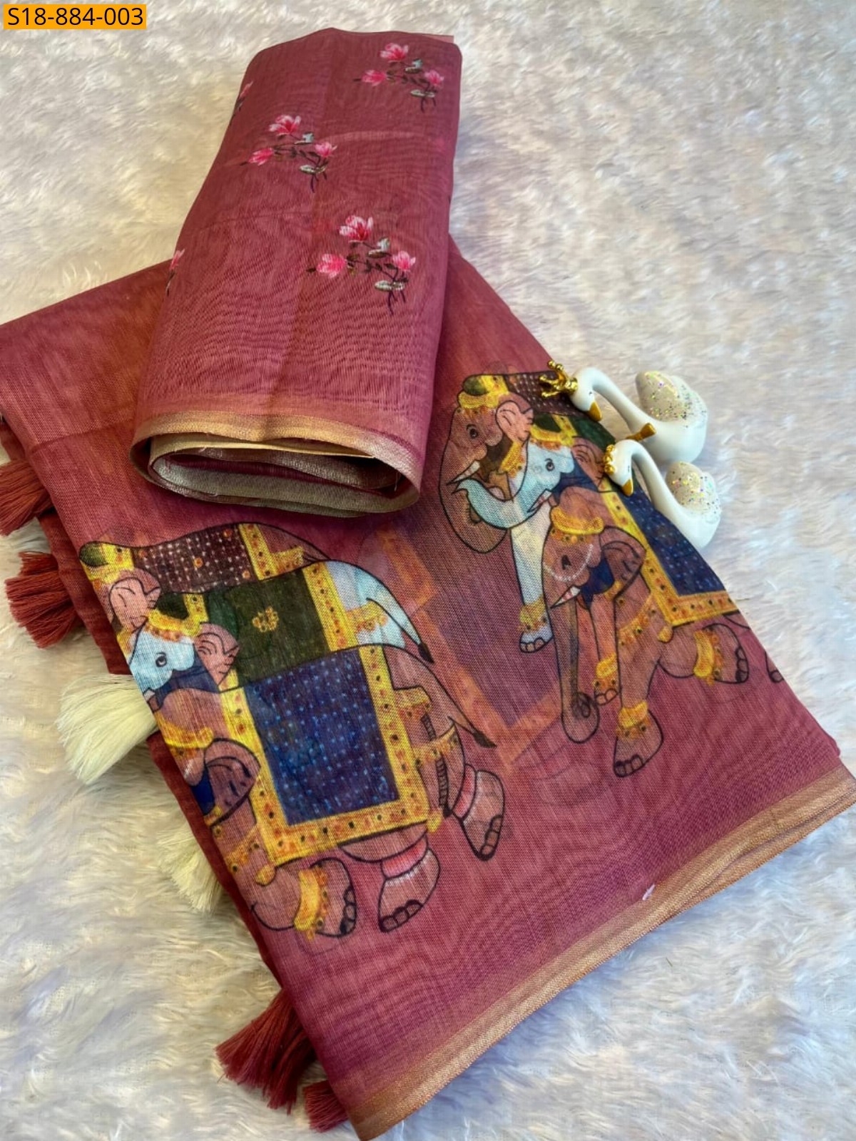 Maroon Fancy Soft Chanderi Cotton Saree