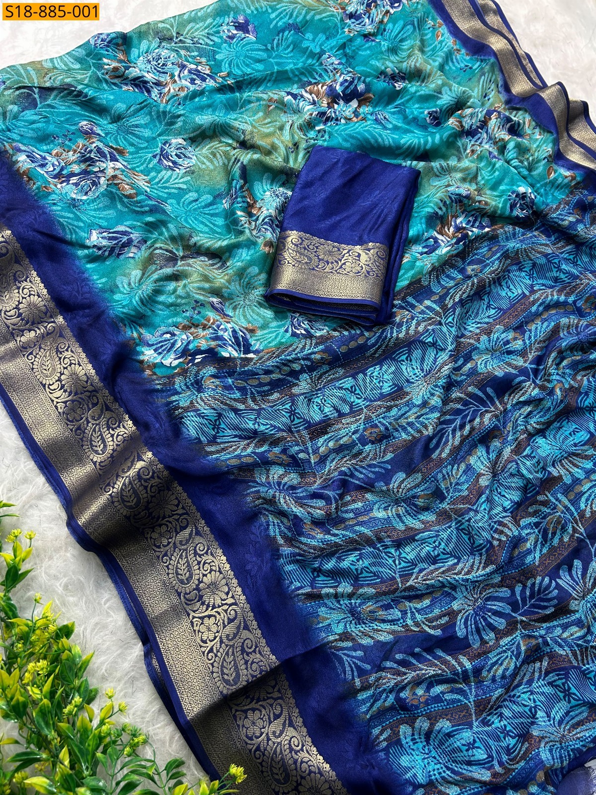 Blue Fancy Marshmellow Saree