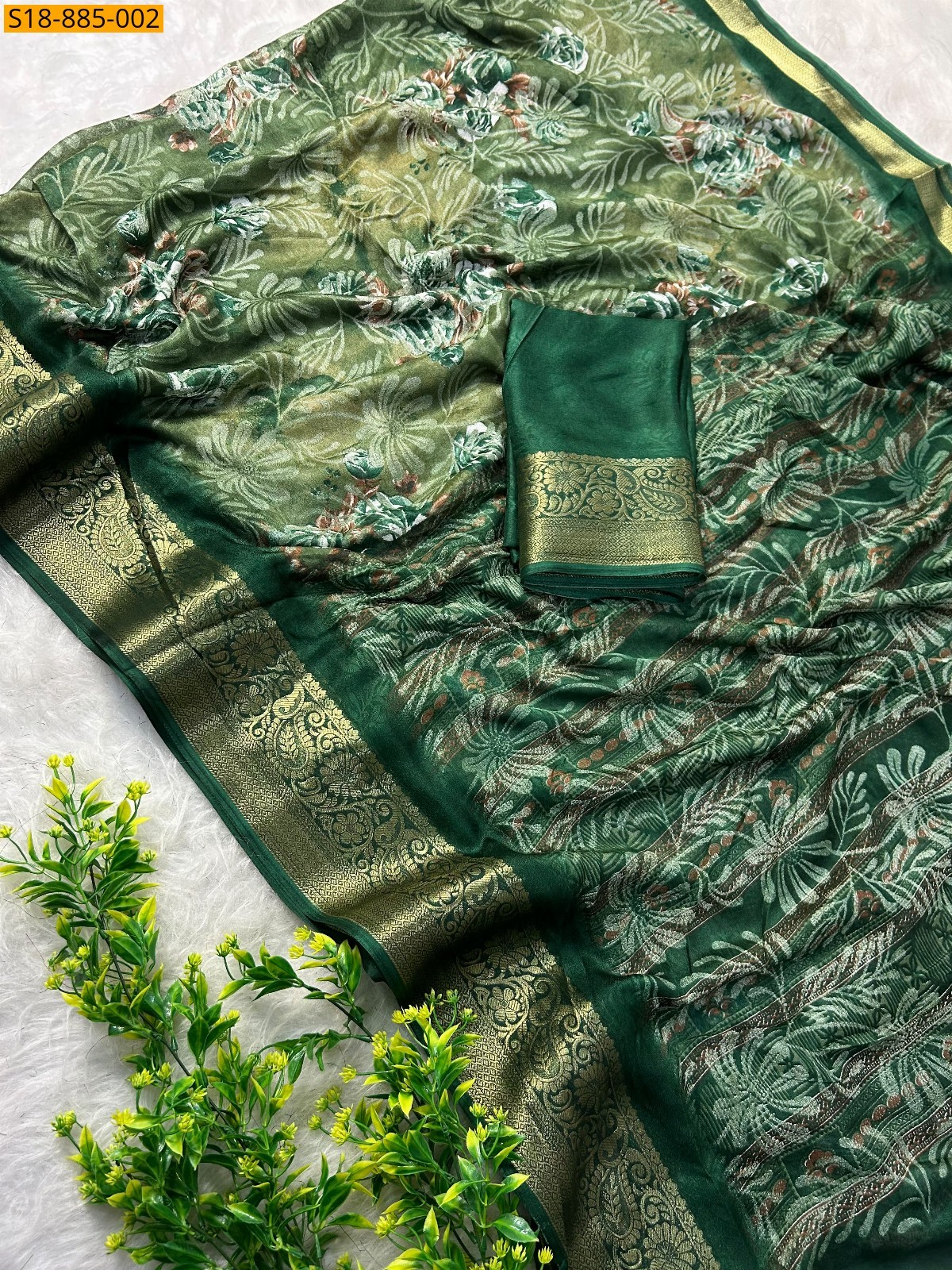 Green Fancy Marshmellow Saree