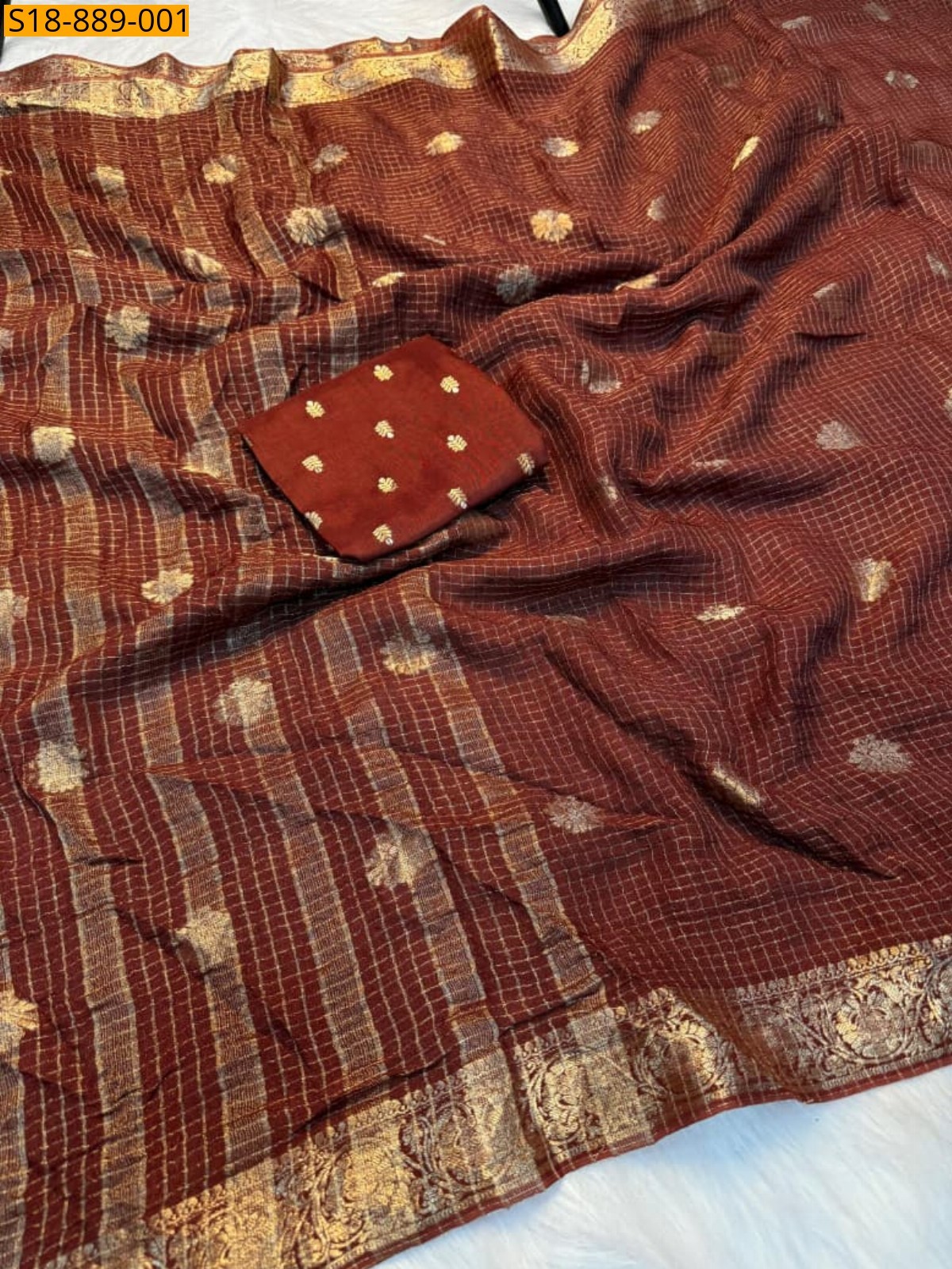 Brown Fancy soft Viscose saree