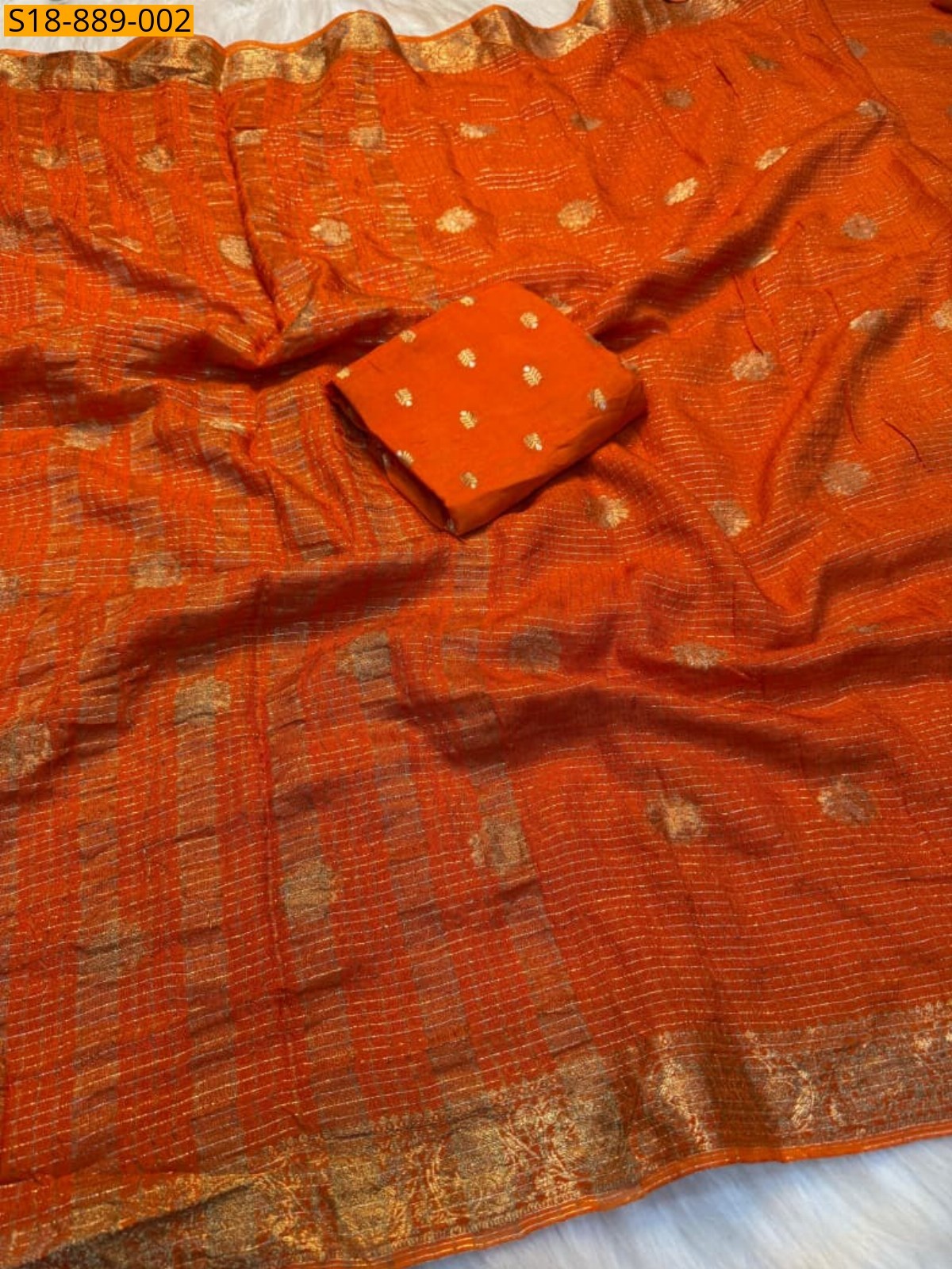 Orange Fancy soft Viscose saree