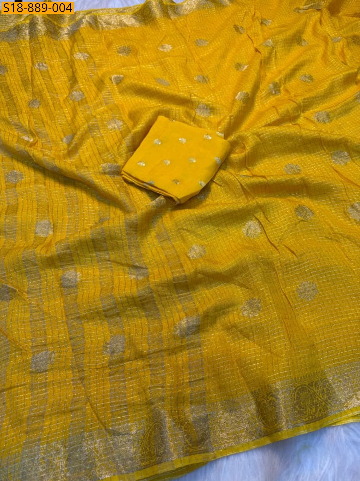 Yellow Fancy soft Viscose saree