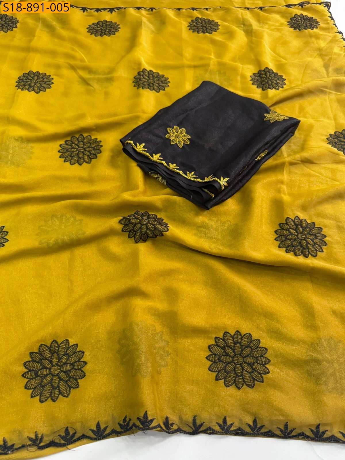 Yellow Fancy Star Georgette Saree