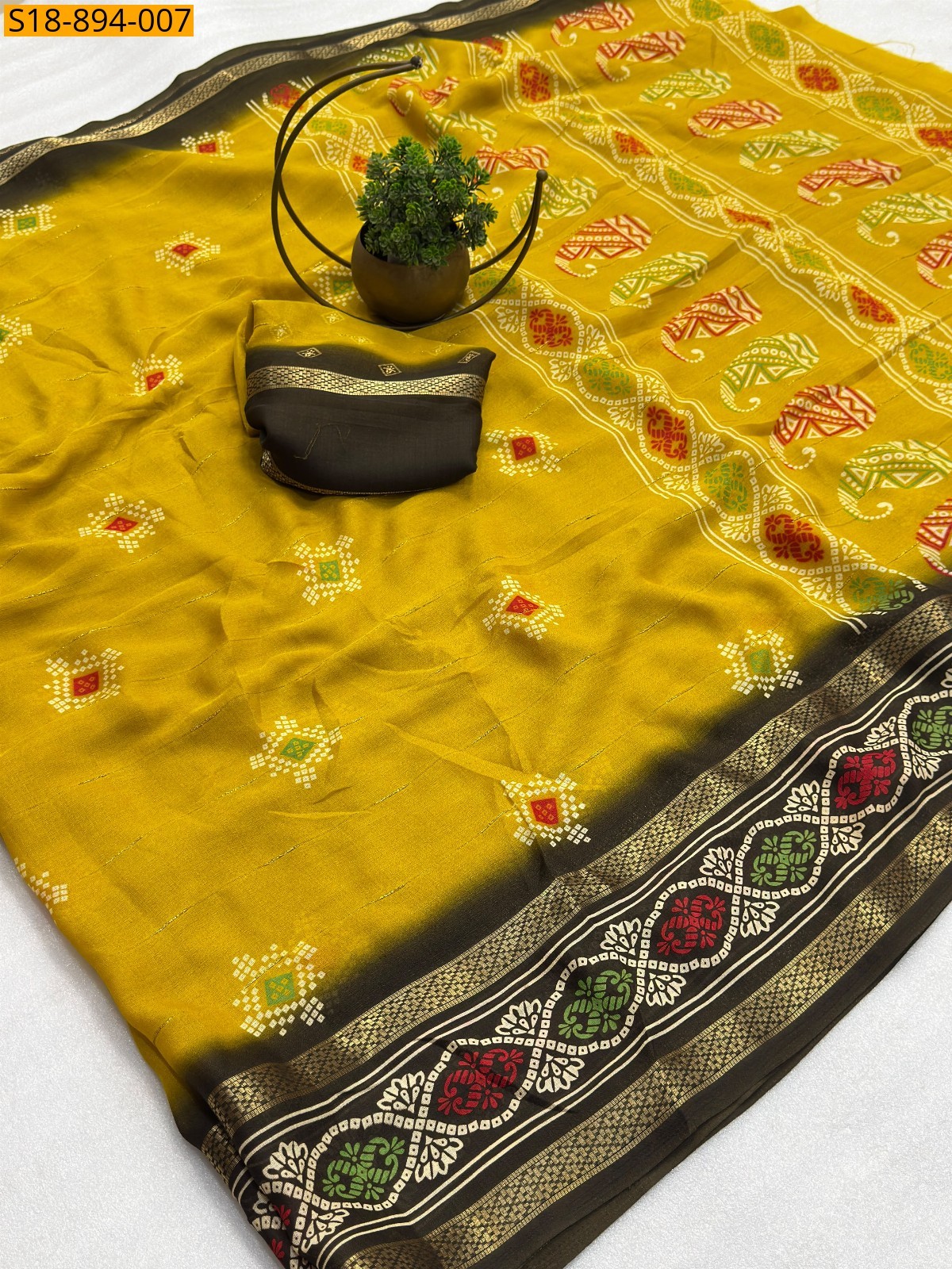 Mustard Fancy Massmellow saree