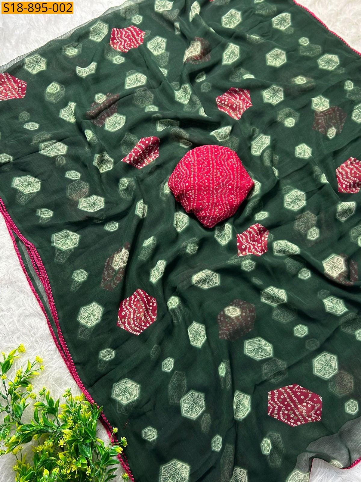 Green Fancy chiffon saree