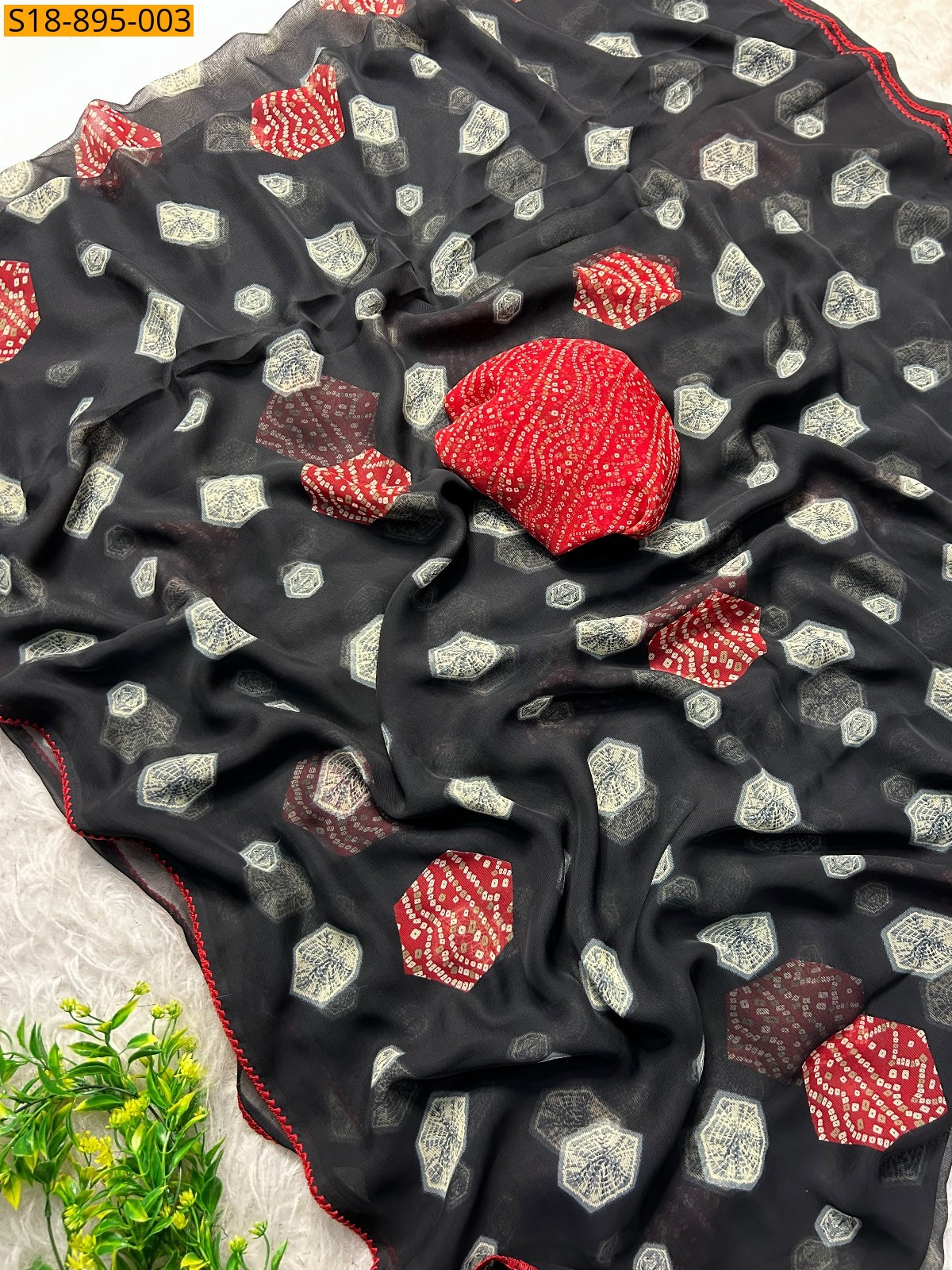 Black Fancy chiffon saree
