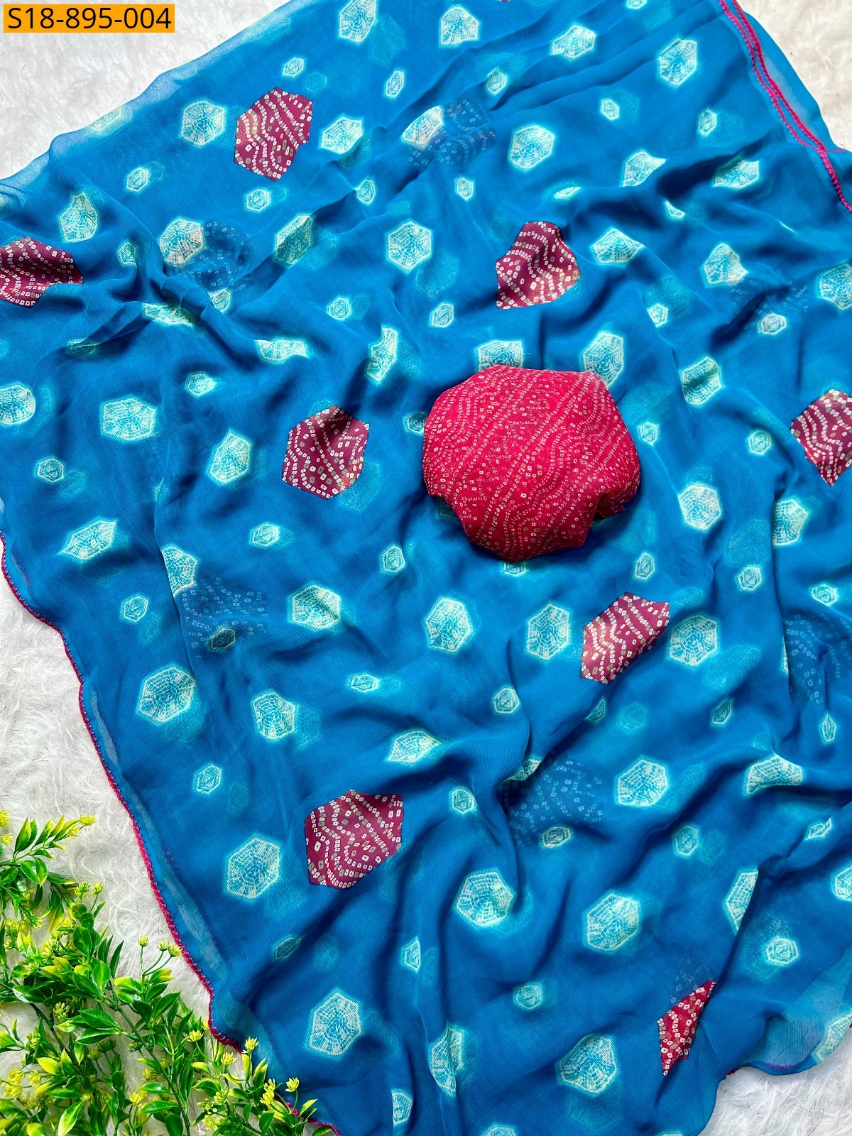 Blue Fancy chiffon saree