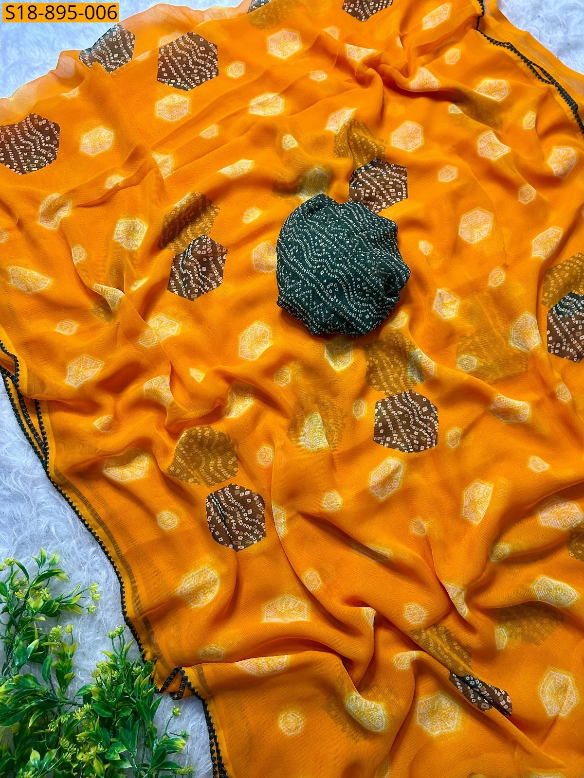 Orange Fancy chiffon saree