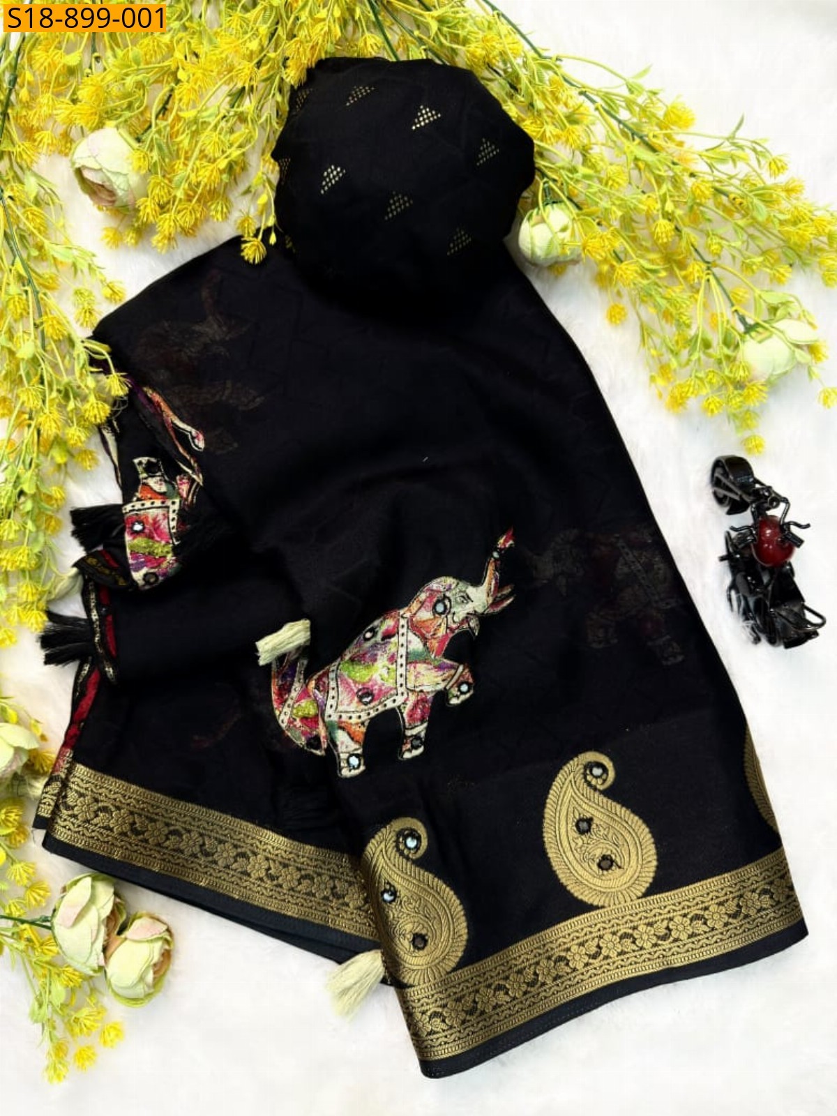 Black Fancy Massmellow saree