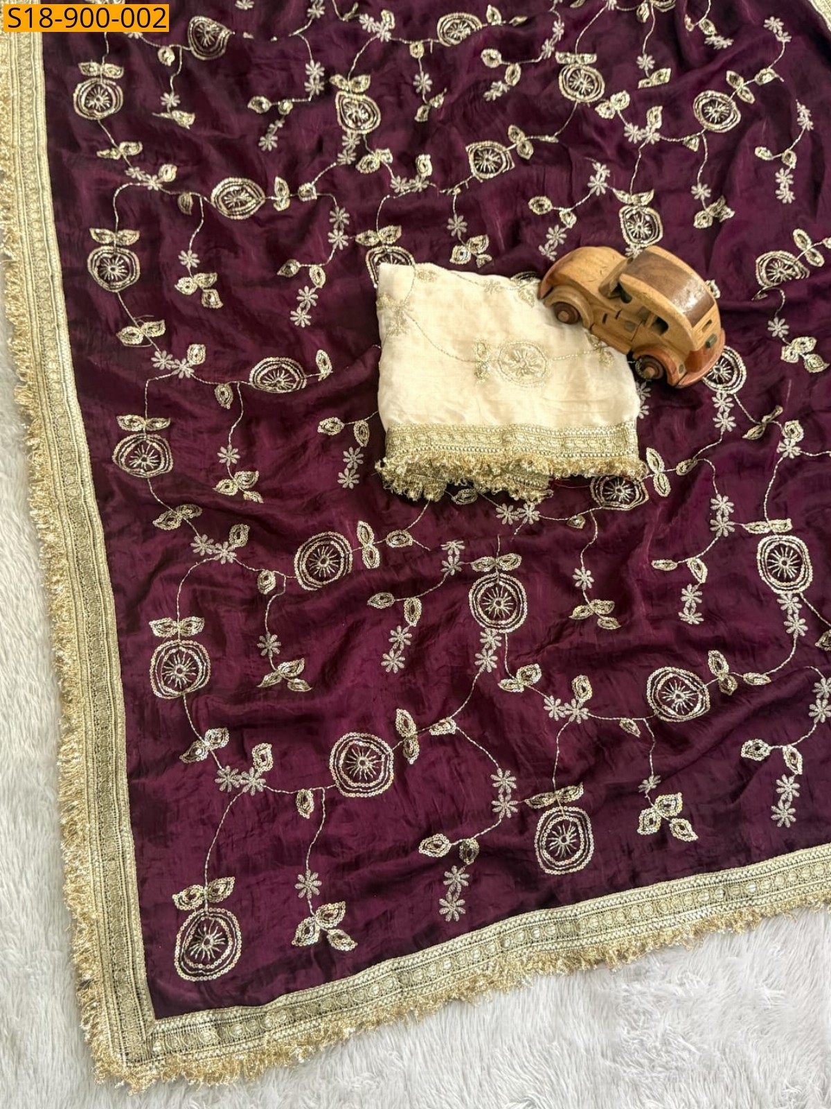 Wine Fancy Space Sattin saree