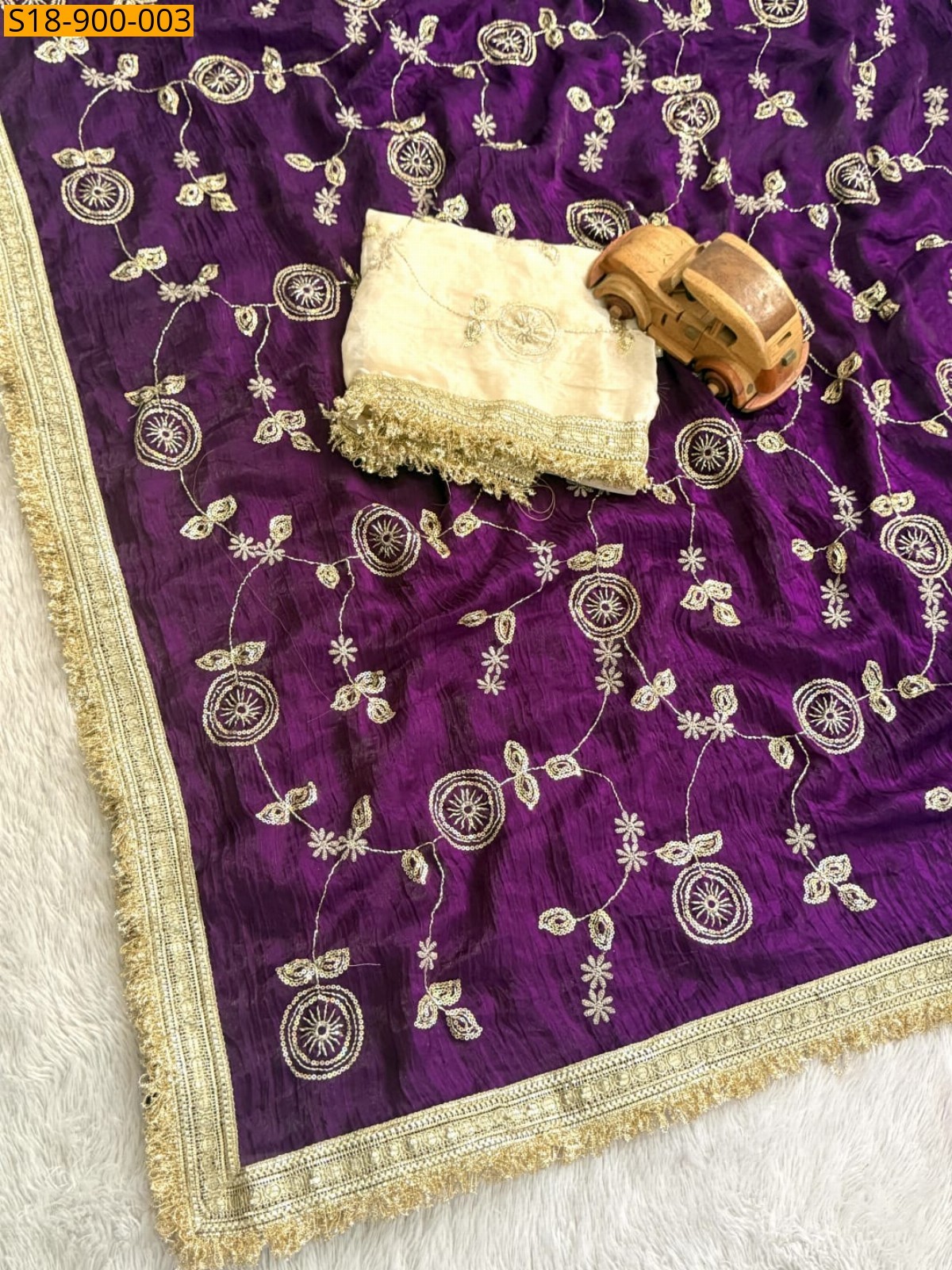 Magenta Fancy Space Sattin saree