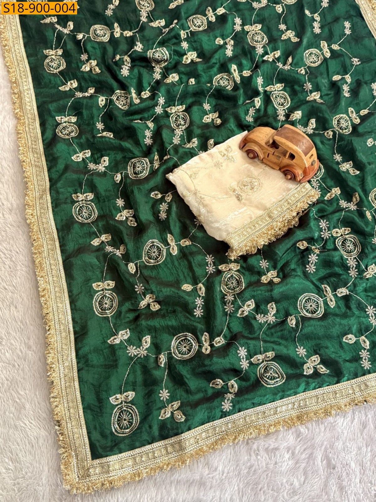 Green Fancy Space Sattin saree