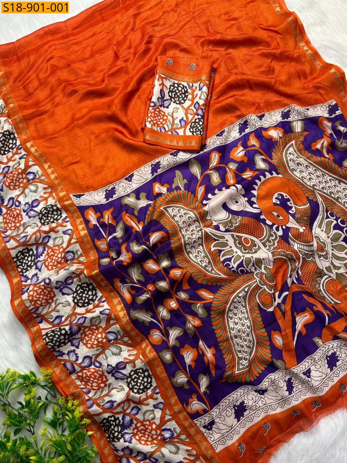 Orange Fancy Mass mellow saree