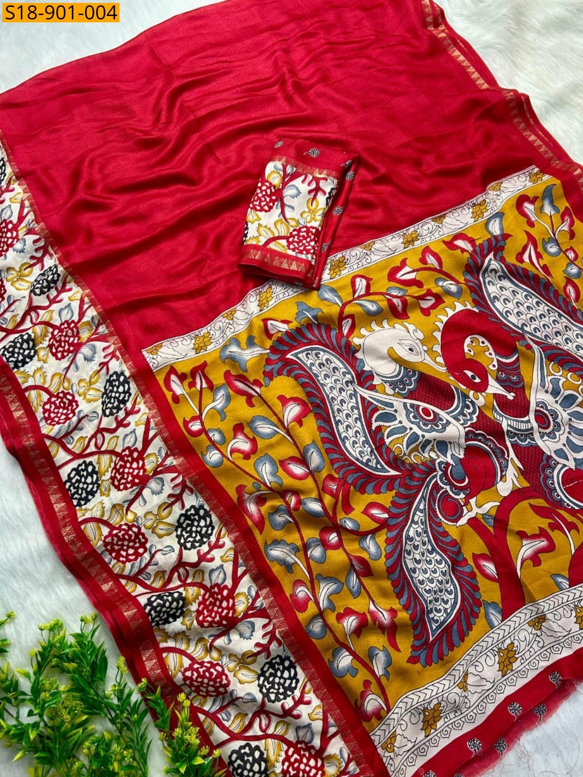 Red Fancy Mass mellow saree