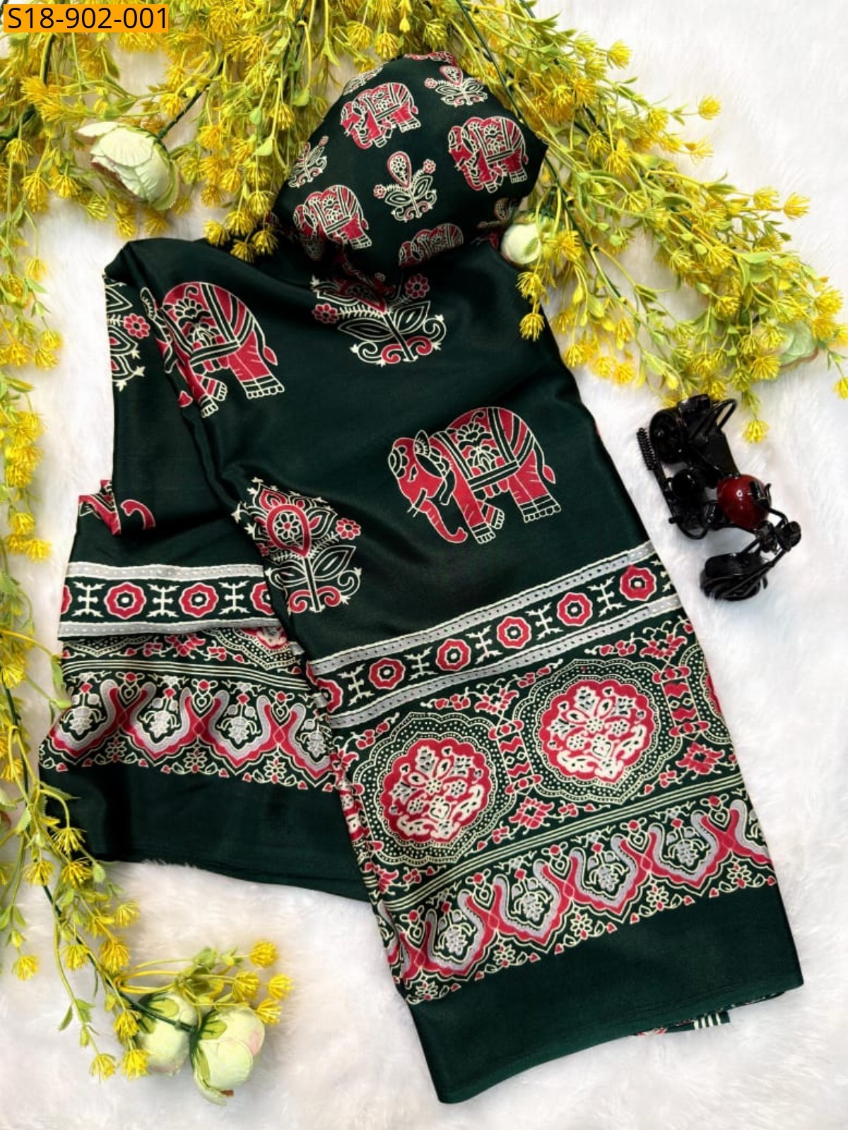 Black Fancy Gajji Crepe silk saree