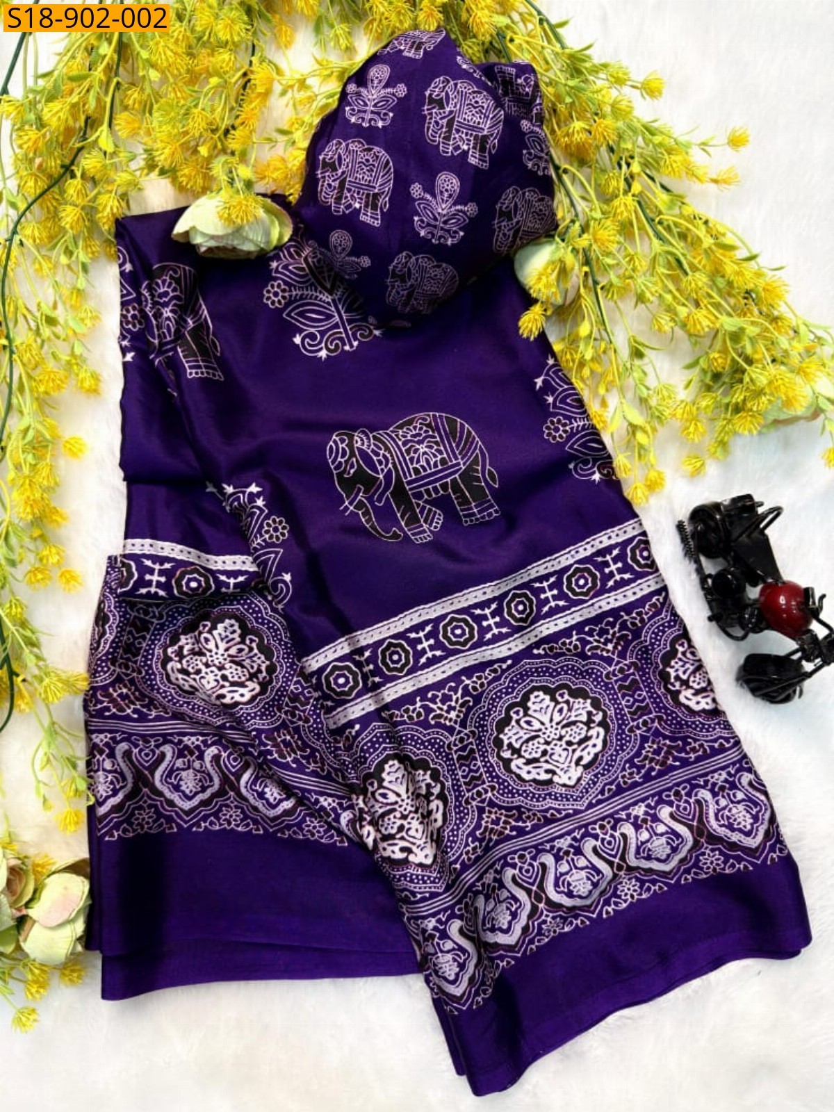 Violet Fancy Gajji Crepe silk saree