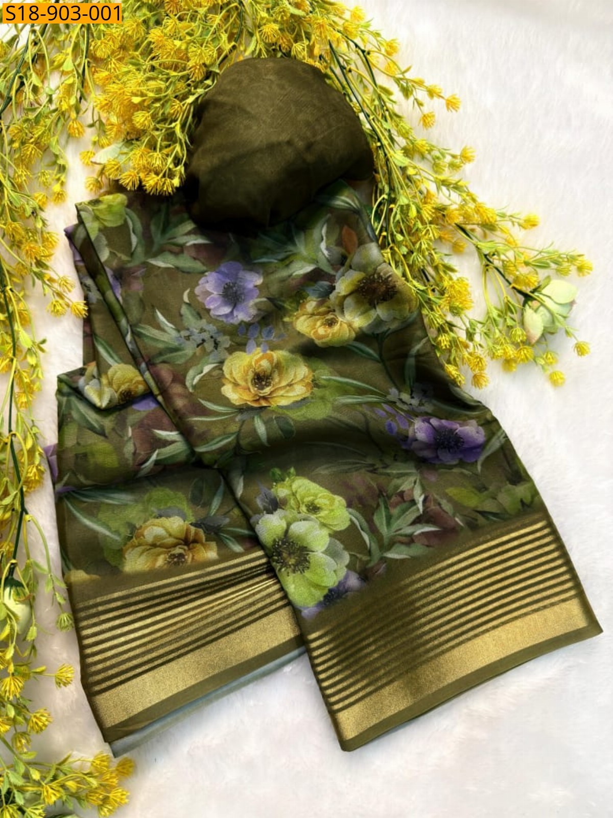 Green Fancy Georgette saree