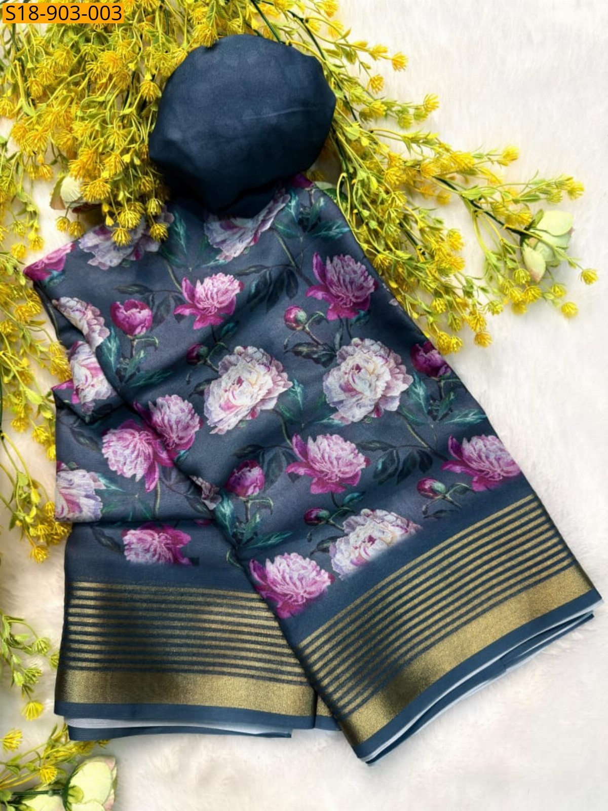 Gray Fancy Georgette saree