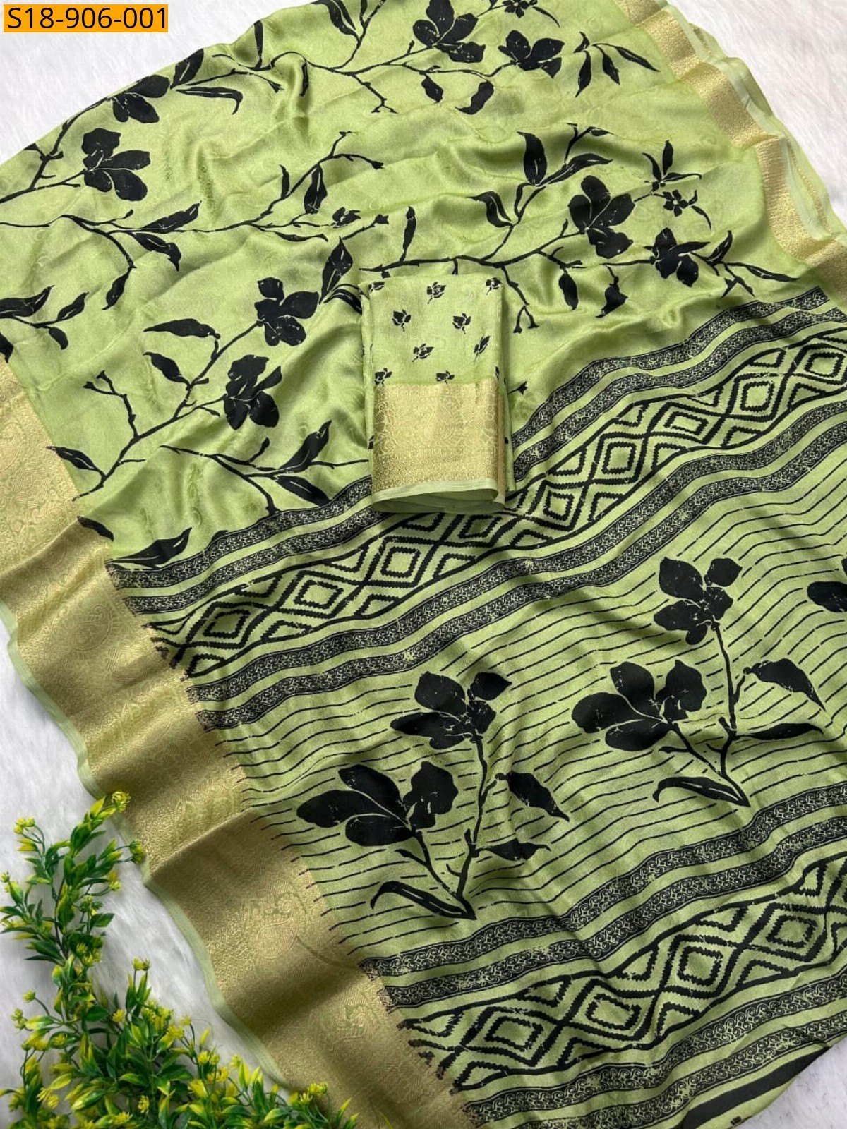 Green Fancy marsh mellow saree