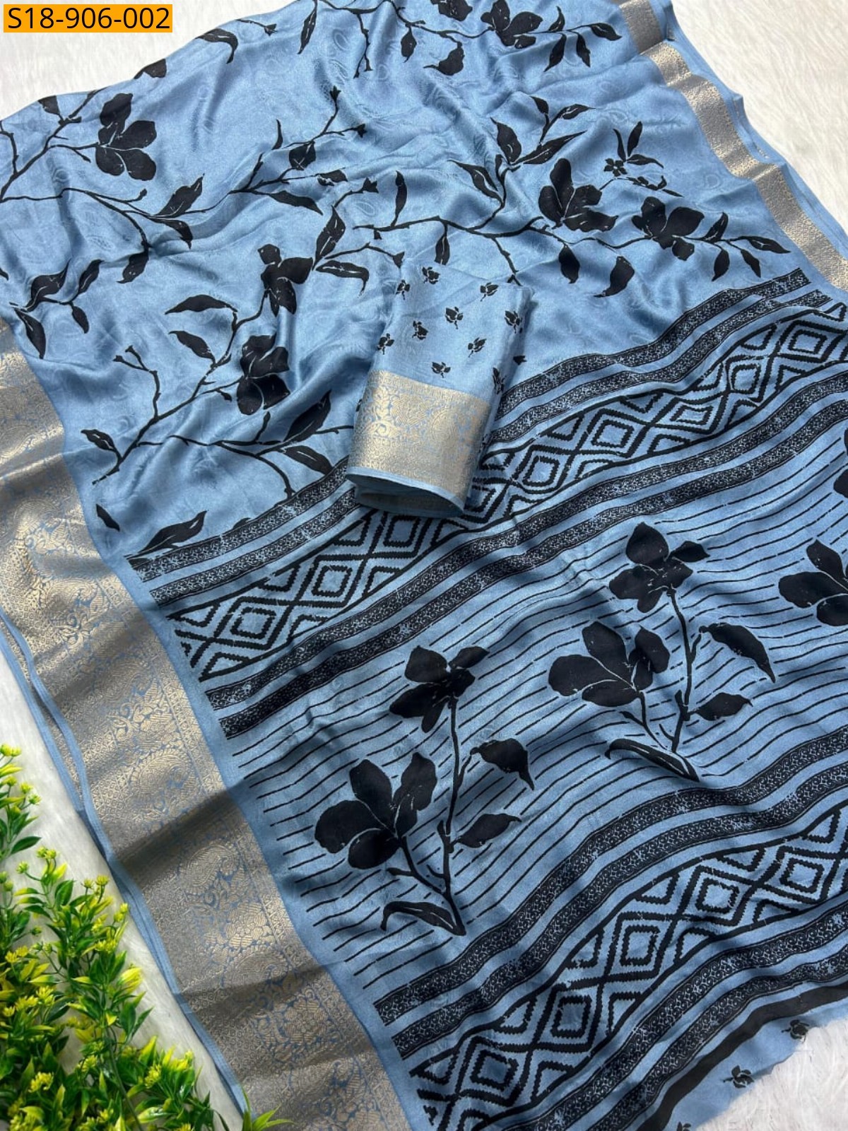 Blue Fancy marsh mellow saree