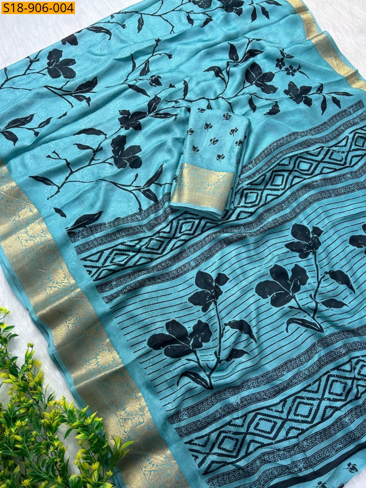 Sky blue Fancy marsh mellow saree